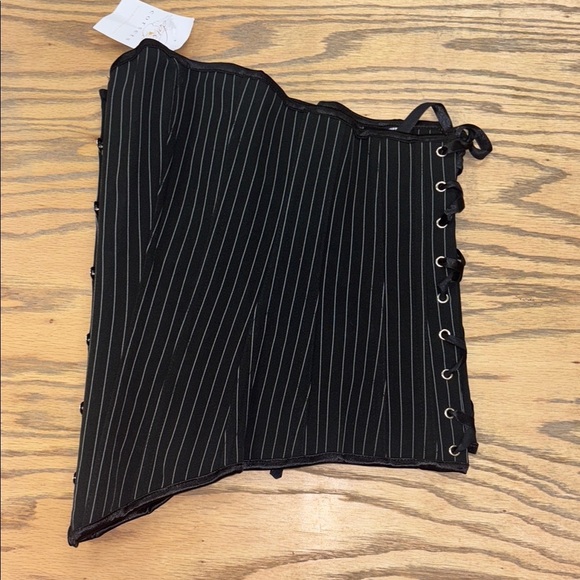 Black Pinstripe Corset Top - Picture 5 of 9